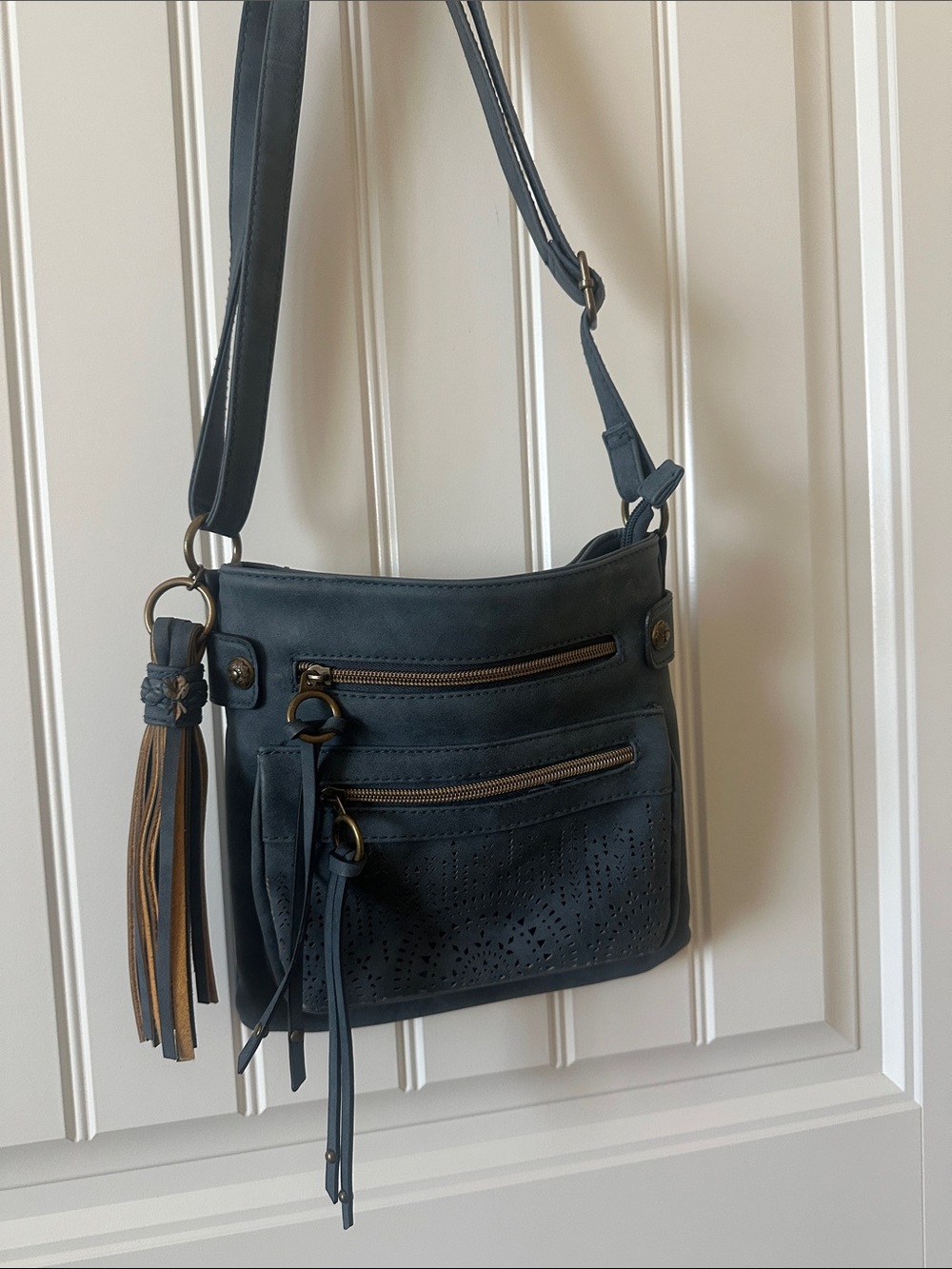 Classic Navy Crossbody Bag with Tassel